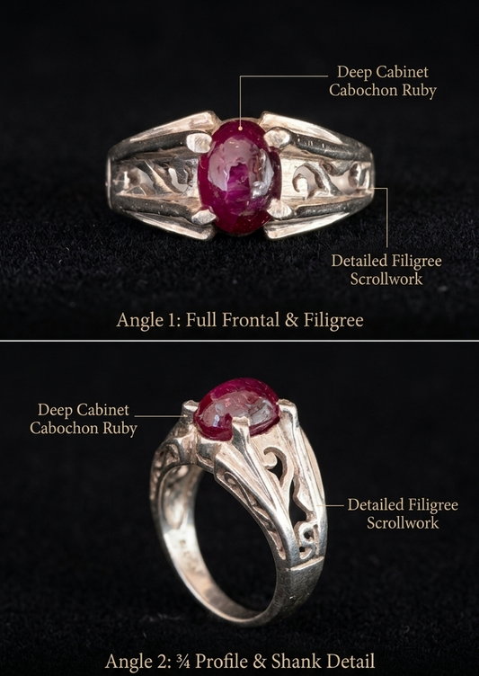 Pierre™ Artisanal Filigree Natural Ruby Statement Ring