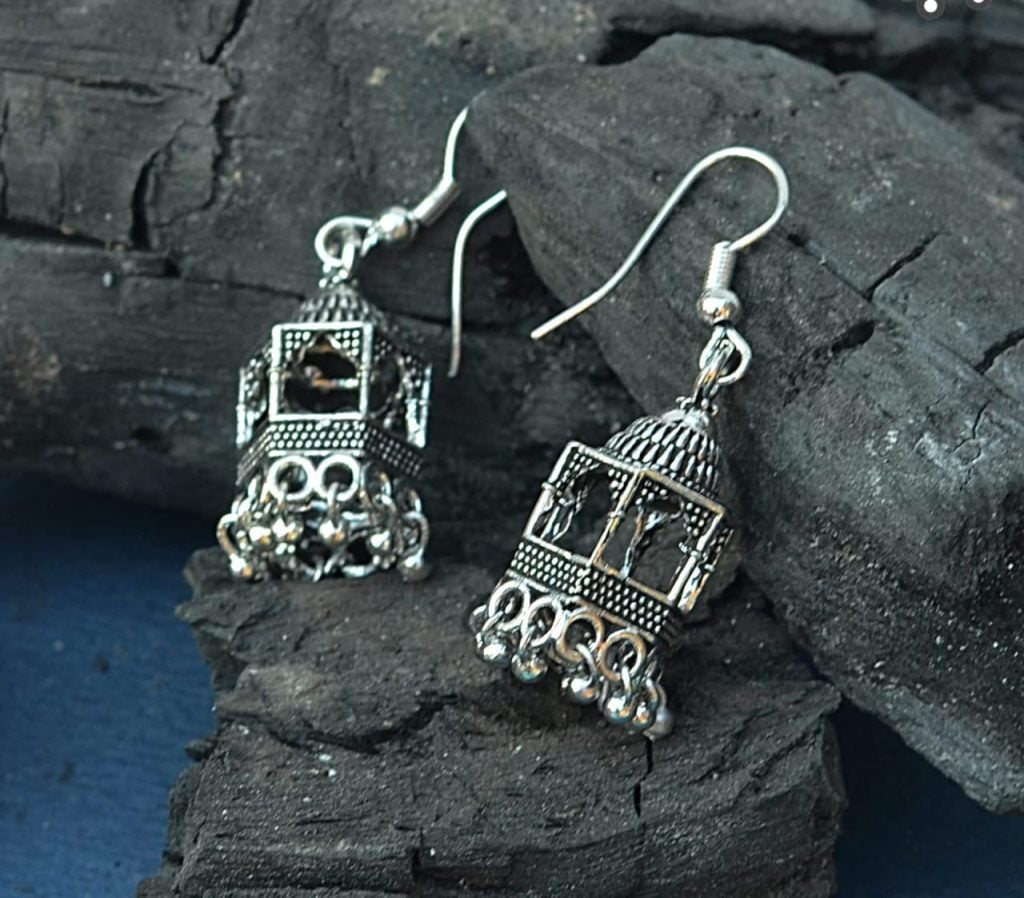 Elegant Silver Indian Jhumka