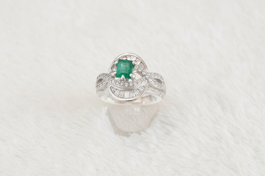 Pierre™ Imperial Emerald Ballerina Ring in Sterling Silver