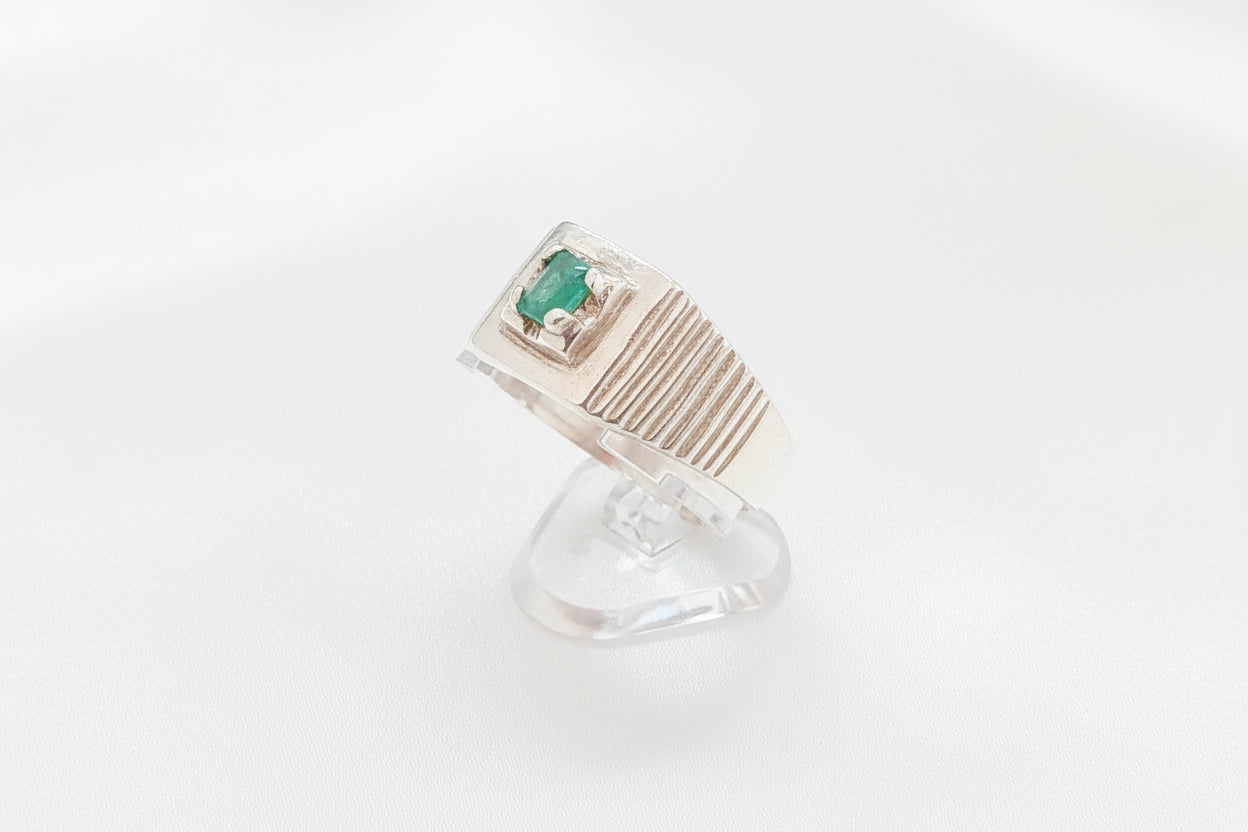 Rustic Sage Emerald Signet Ring