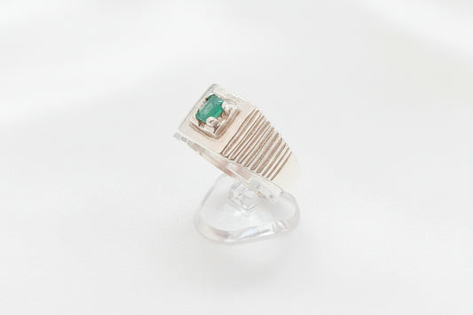 Rustic Sage Emerald Signet Ring