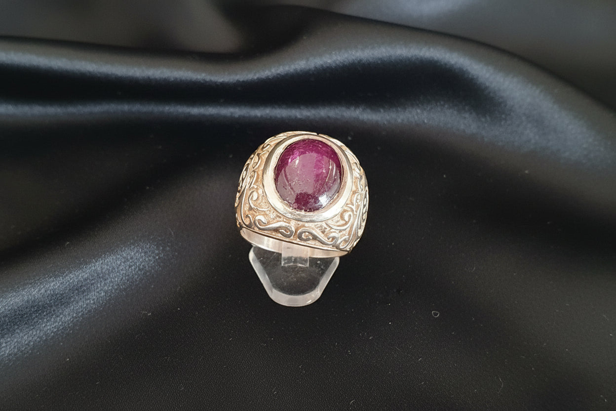 Pierre™ Vintage-Inspired Sterling Silver Star Ruby Statement Ring