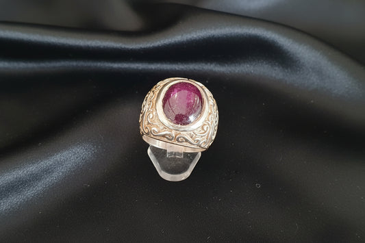 Pierre™ Vintage-Inspired Sterling Silver Star Ruby Statement Ring