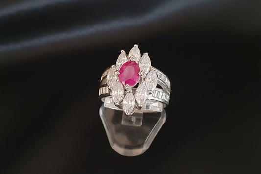 Pierre™ Exquisite Ruby & Marquise Cluster "Ballerina" Ring