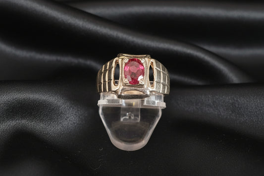 Pierre™ Architectural Grid-Textured Natural Ruby Statement Ring