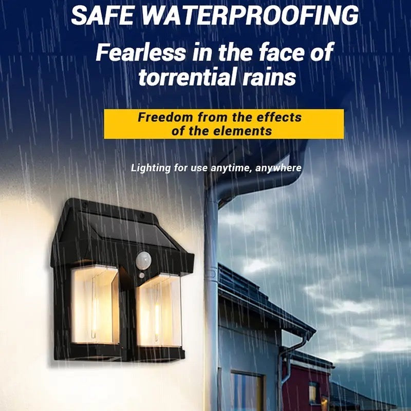 Solar Wall Light with Motion Sensor & Tungsten Bulb – Multi-Mode Outdoor Lighting