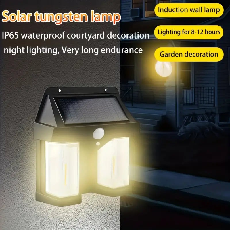 Solar Wall Light with Motion Sensor & Tungsten Bulb – Multi-Mode Outdoor Lighting