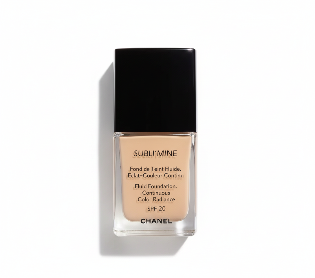 Chanel Sublimine Fluid Foundation Continuous Color Radiance SPF 20 Shade 101 Exact Champagne Long Lasting Smooth Finish 75ml