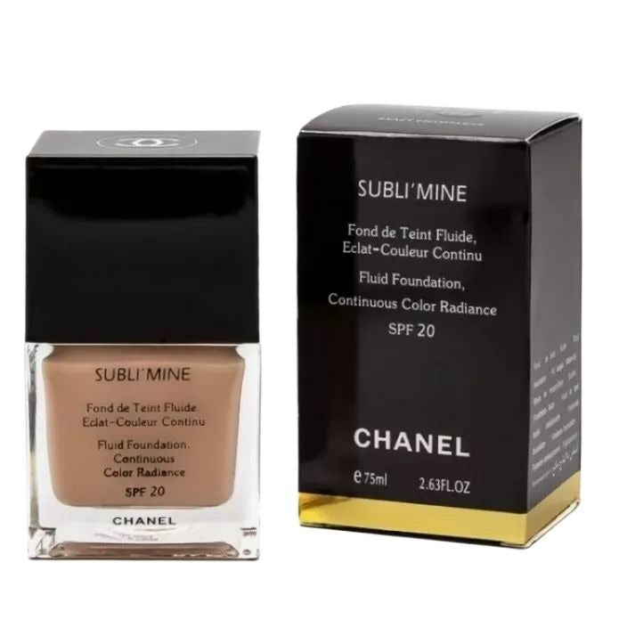 Chanel Sublimine Fluid Foundation Continuous Color Radiance SPF 20 Shade 101 Exact Champagne Long Lasting Smooth Finish 75ml