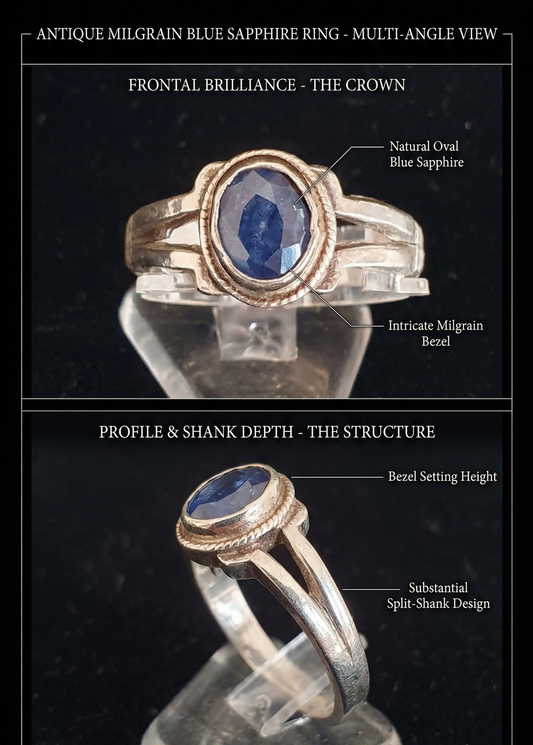Pierre™ Vintage-Inspired Natural Blue Sapphire Bezel Ring
