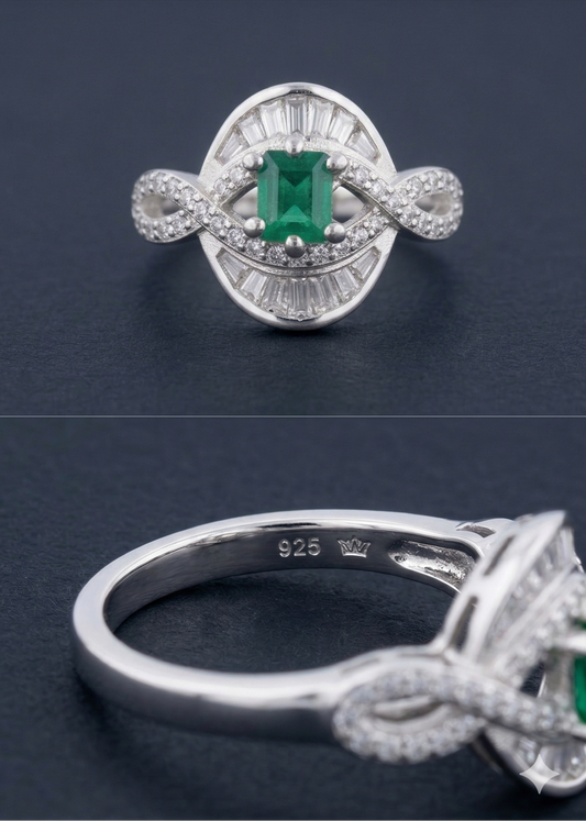 Pierre™ Imperial Emerald Ballerina Ring in Sterling Silver