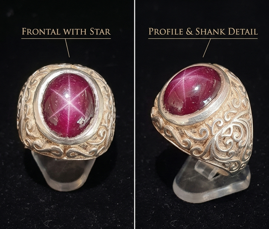 Pierre™ Vintage-Inspired Sterling Silver Star Ruby Statement Ring
