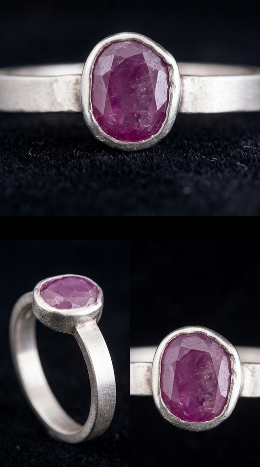 Pierre™ Modern Minimalist Natural Ruby Bezel Ring