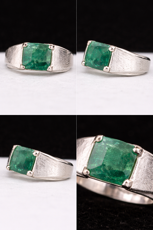 Pierre™ Natural Emerald Signet Ring