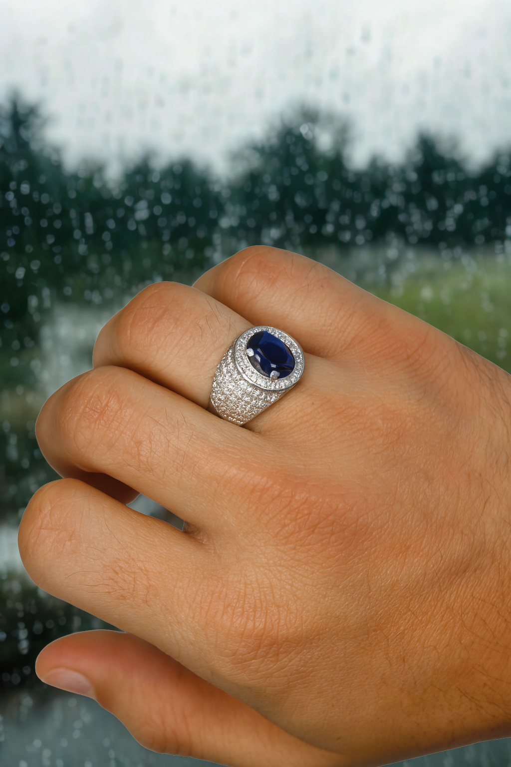 Bold Sapphire Statement Ring for Men – Crafted in Solid 925 Sterling Silver