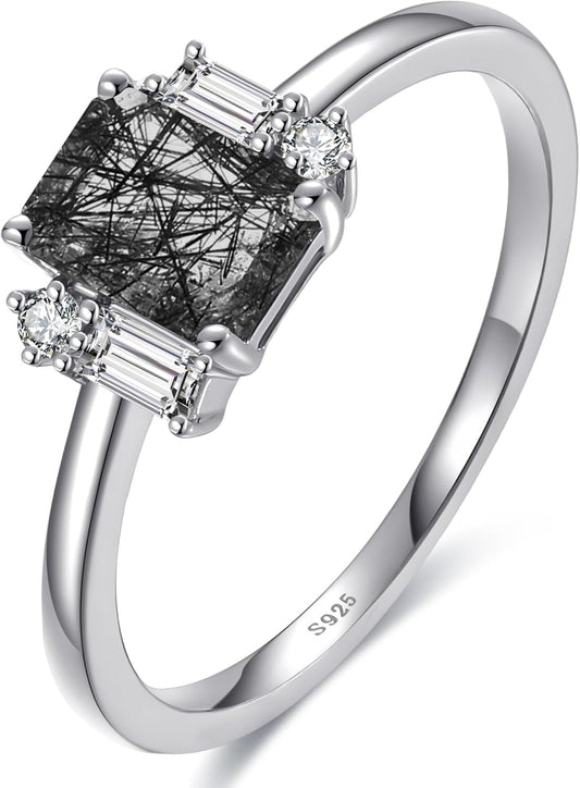 925 Sterling Silver - Rutilated Quartz Gemstone Ring