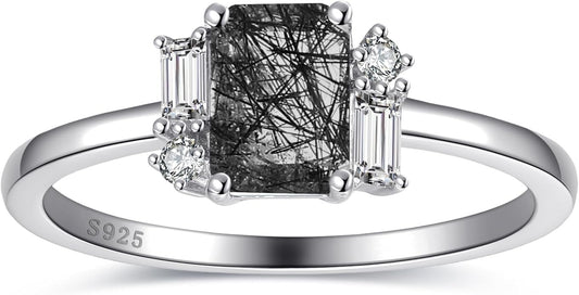 925 Sterling Silver - Rutilated Quartz Gemstone Ring