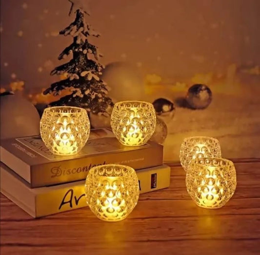 Amber Shine Crystal TeaLight Candle Holder