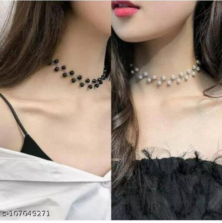 ZigZag Black Choker With Earrings for Girls