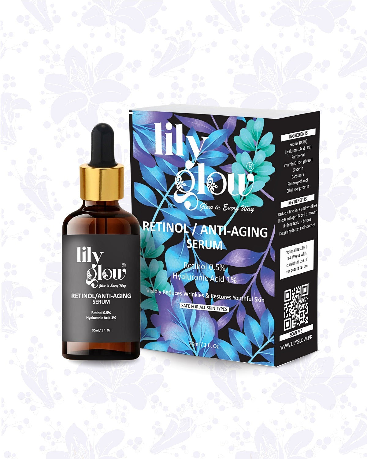 Lily Glow Retinol Anti-Ageing Serum for Face – Wrinkle Repair, Skin Tightening & Night Care