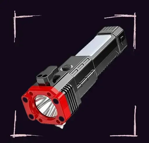 High-power Led Torch Light Rechargeable Flashlight / Multi-functional Tactical Hammer & Power Bank