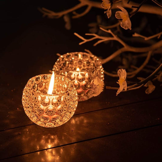 Amber Shine Crystal TeaLight Candle Holder