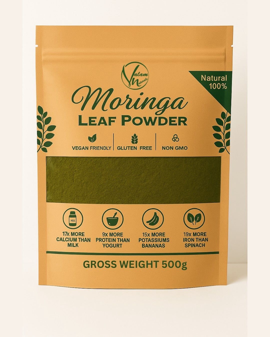 Organic Moringa Leaf Powder | Natural Superfood For Weight Loss, Immunity Boost, Energy Support & Height Growth | Refined Herbal Supplement