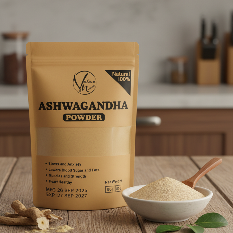 Ashwagandha Powder Pure And Natural | Herbal Supplement For Stress Relief, Energy, Immunity Boost, And Overall Wellness (100g)(50g)